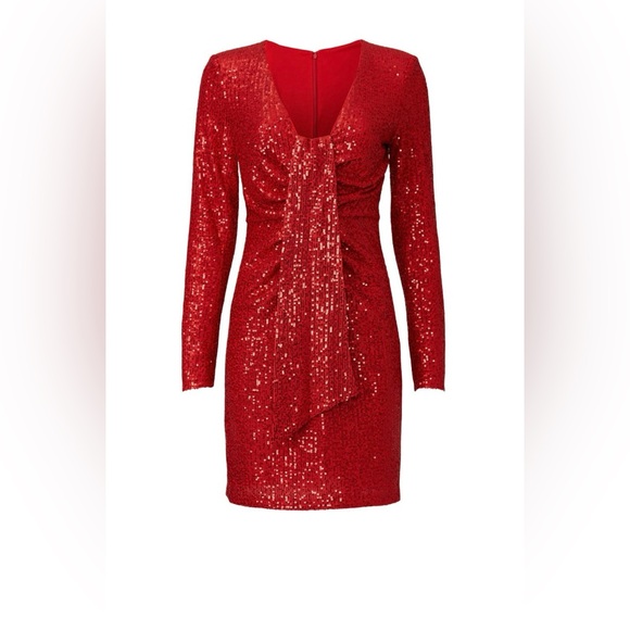 One33 Social Red Sequin Drape Dress size 8 - Picture 4 of 16